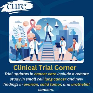 Clinical trial updates in cancer care include a remote study in small cell lung cancer and new findings in ovarian, solid tumor, and urothelial cancers.