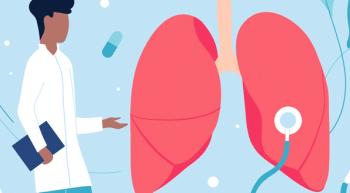 Illustration of doctor pointing at lung.