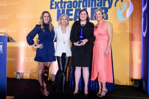 Meaghan Mooney, B.S.N, RN, OCN won the 2024 Extraordinary Healer Award. From left: Kristie L. Kahl, Meredith Cooper, Meaghan Mooney, B.S.N, RN, OCN, Kristen Dahlgren