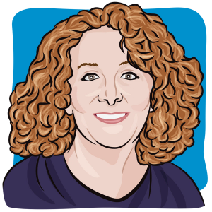 cartoon drawing of SLL survivor and blogger, Linda Cohen