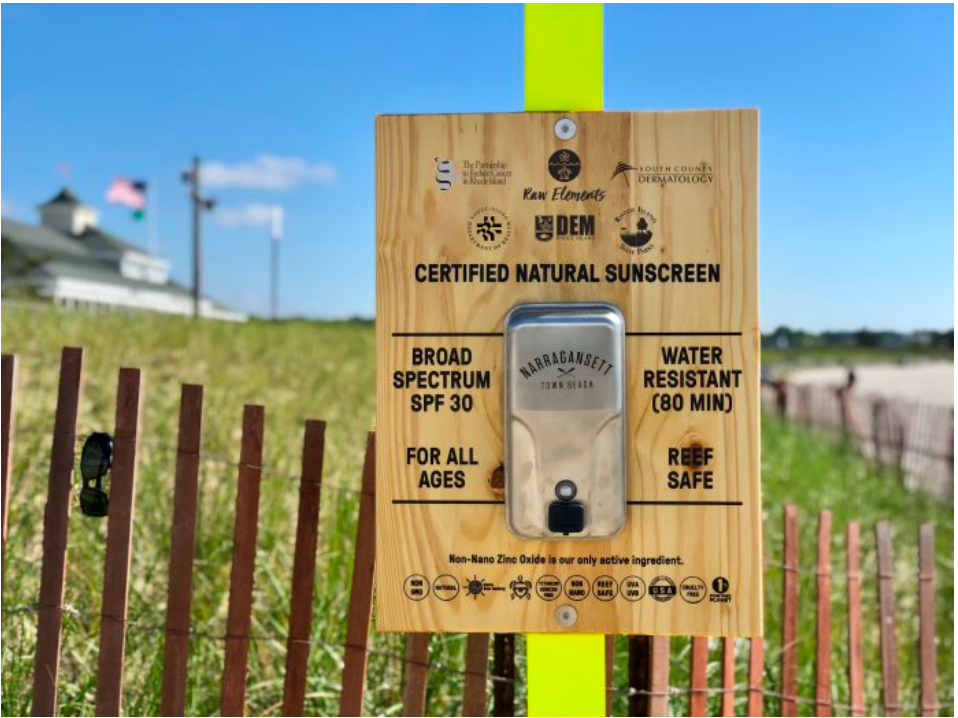 Sunscreen Sign Construction Free sunscreen available at R.I. beaches