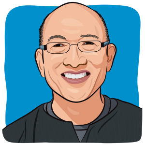 cartoon drawing of blogger and myeloma survivor, Ronald Chin