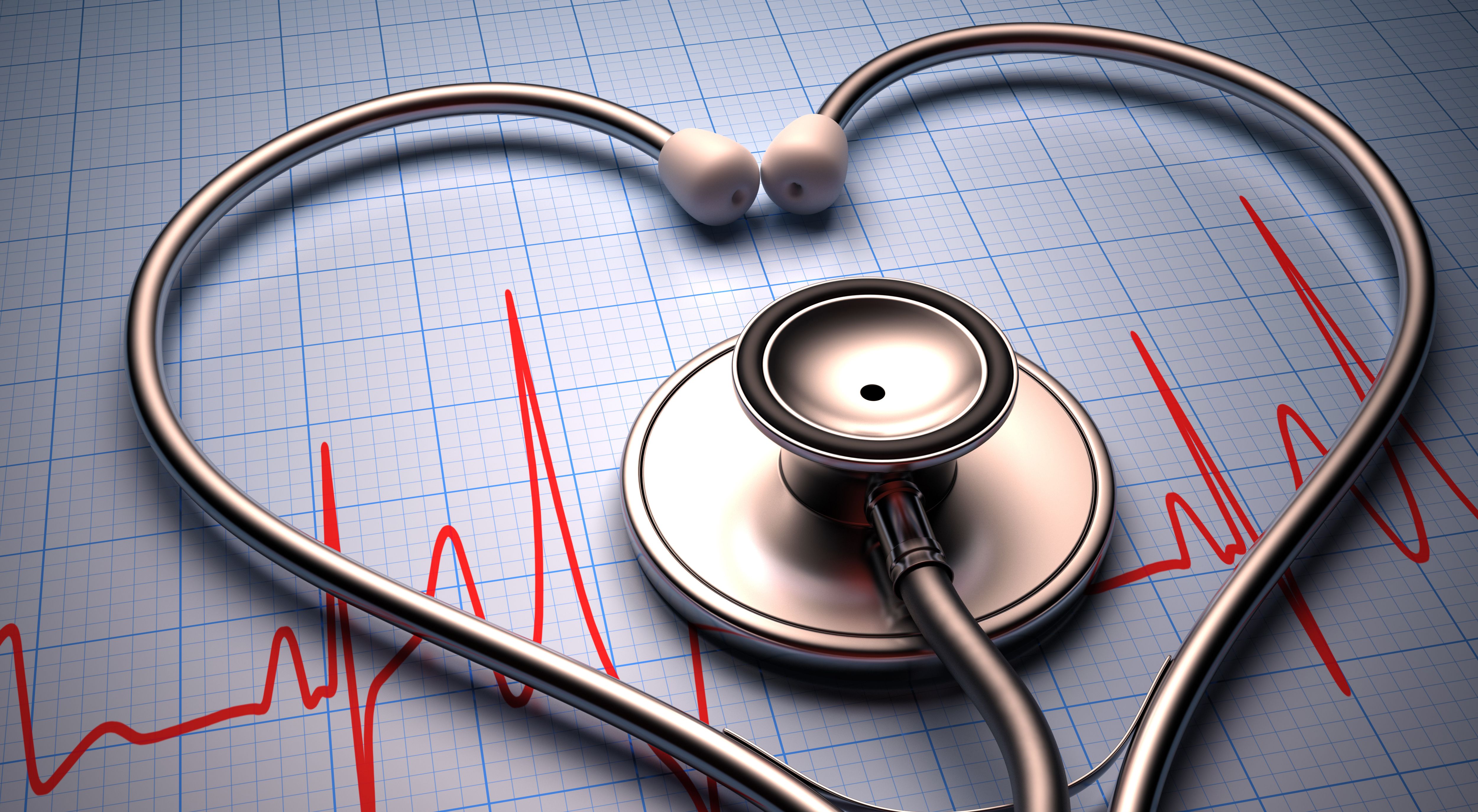 stethoscope on top of heart monitor data