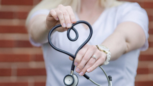 Image of stethoscope in shape of heart.