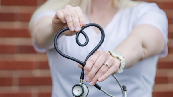 Image of stethoscope in shape of heart.