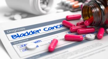 Image of a bladder diagnosis with pills on the paper.