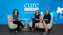 A panel of 3 experts on cervical cancer seated on chairs in a studio