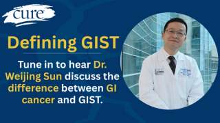 Unlike most GI cancers, GIST starts in supportive stromal tissue, not surface cells, and is classified as a sarcoma, says Dr. Weijing Sun.