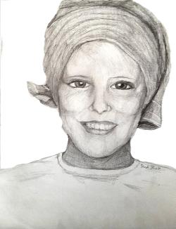 A Bald Girl With Scarf