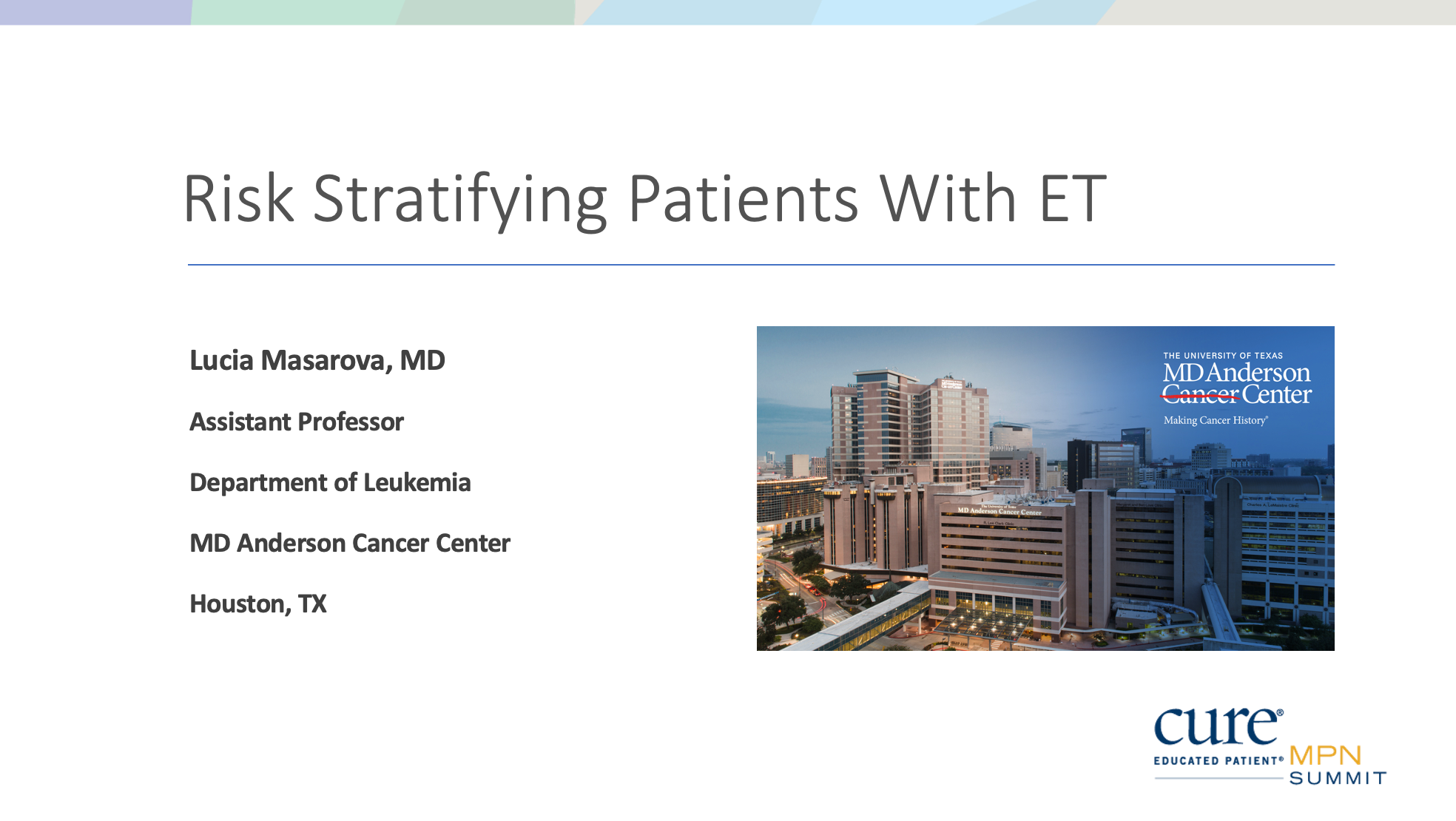 Educated Patient® MPN Summit ET Risk Stratification Presentation: May ...