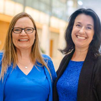 From left: Christine Simonelli, B.S.N., RN, CCRC, OCN, and Tina M. Mason, PH.D., APRN, AOCN, AOCNS, FCNS