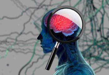 a profile of a body, with a magnifying glass on the brain