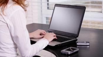 woman on computer
