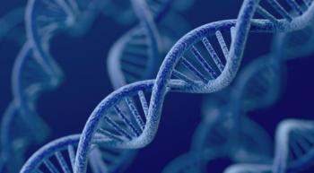 Illustration of a DNA strand up close. 