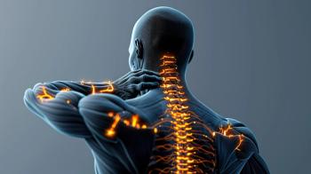 Digital illustration of human figure with glowing neural pathways, highlighting neuropathic pain in spine and limbs, emphasizing complexity of nervous system | Image Credit: © KM - AI generated.