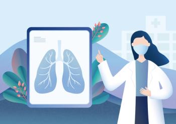 Illustration of doctor pointing at lungs.