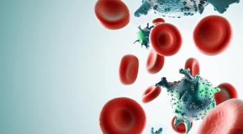 Illustration of red blood cells and cancer cells. 