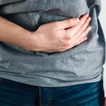 Image man holding his stomach.