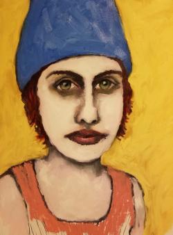 Serious Blue Cone Hat Girl