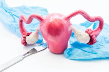 Illustration of female reproductive system.