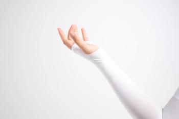 Image of a person wearing a lymphedema sleeve.