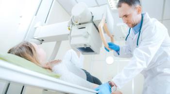 Photo of patient undergoing radiation treatment