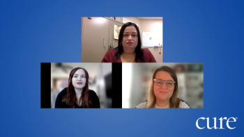 Photo of three women on a Zoom call discussing advocacy in breast cancer
