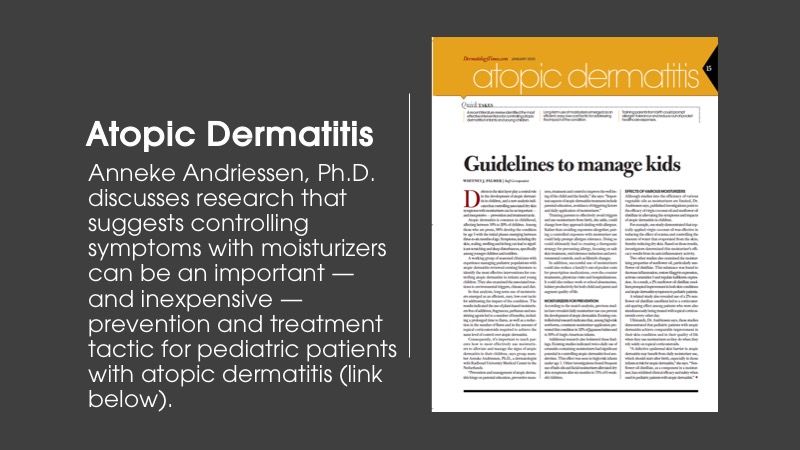 Atopic dermatitis article from Dermatology Times January issue