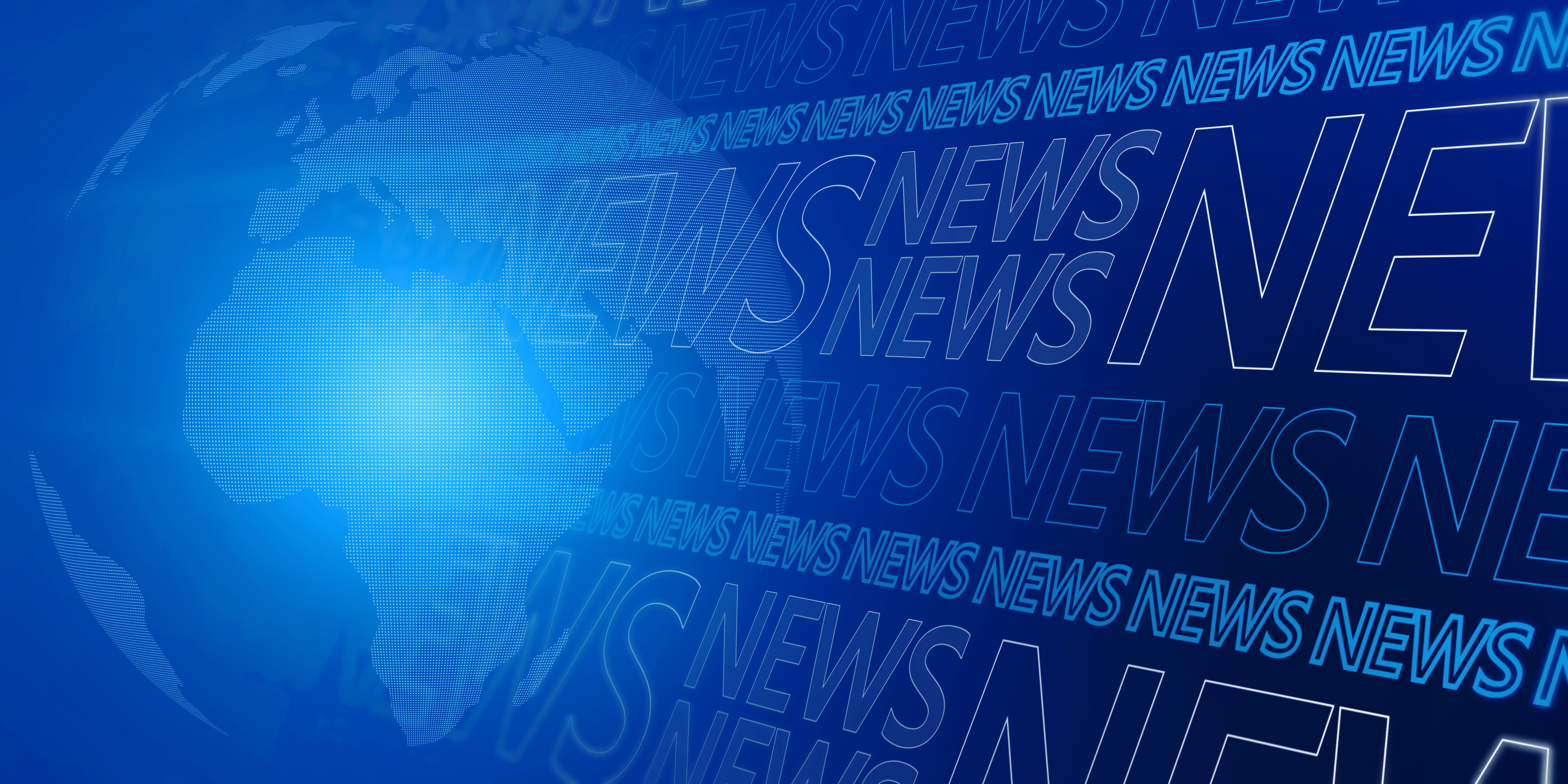 Creative glowing blue breaking news pattern background with globe. Headline, communication and global world concept. 3D Rendering.credit:  ©Who is Danny - Adobestock