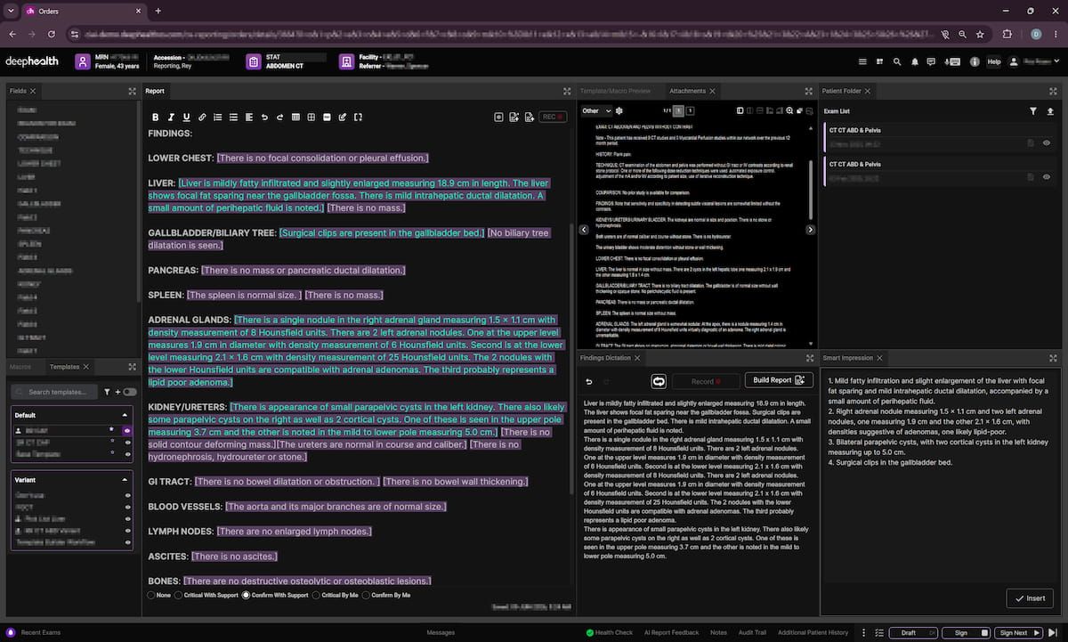 DeepHealth Launches AI-Powered Software for Radiology Reporting