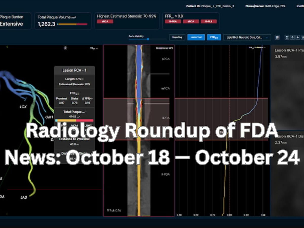 Radiology Roundup of FDA News: October 18 — October 24