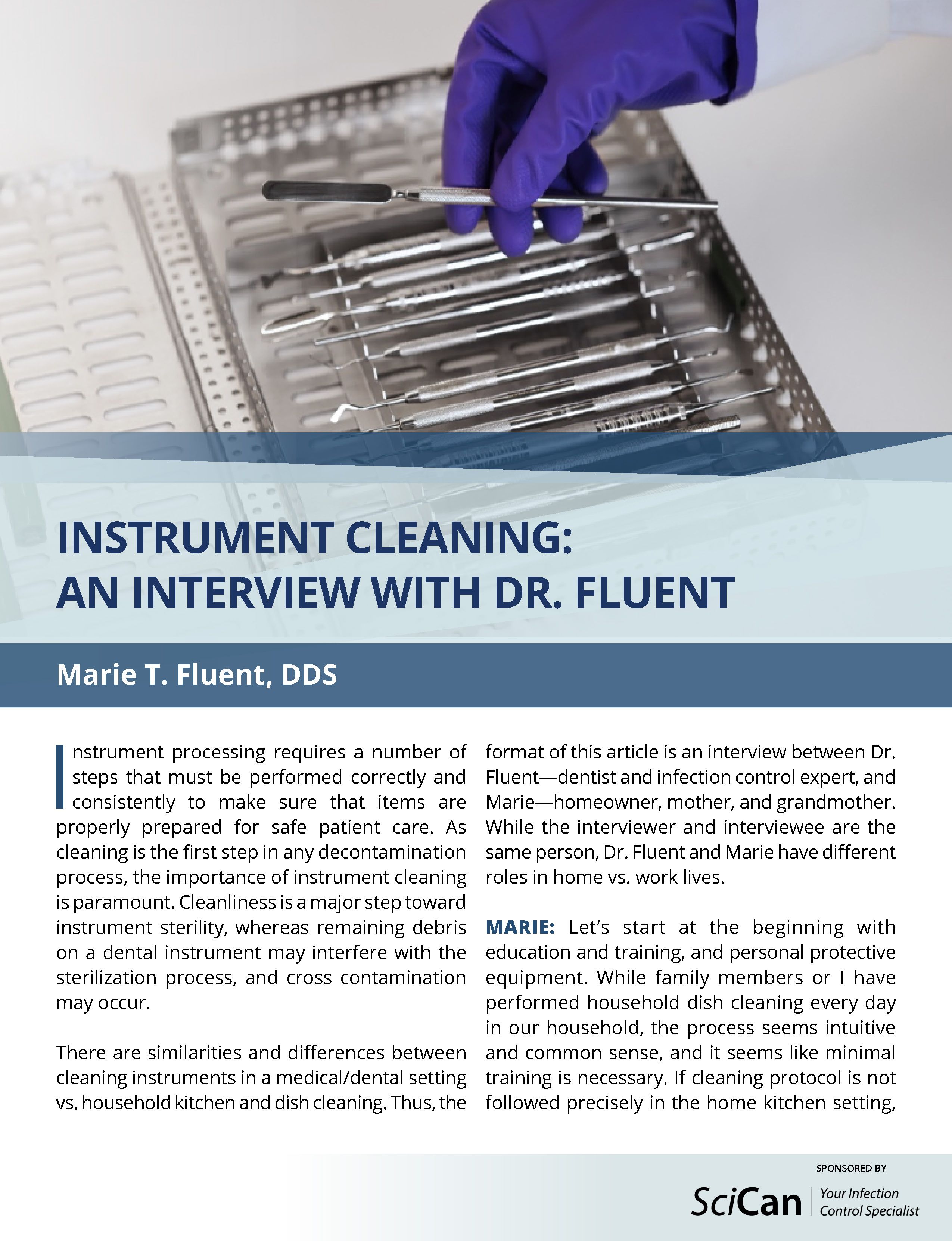 SciCan - eBook - Instrument Cleaning An Interview With Marie T Fluent DDS Cover