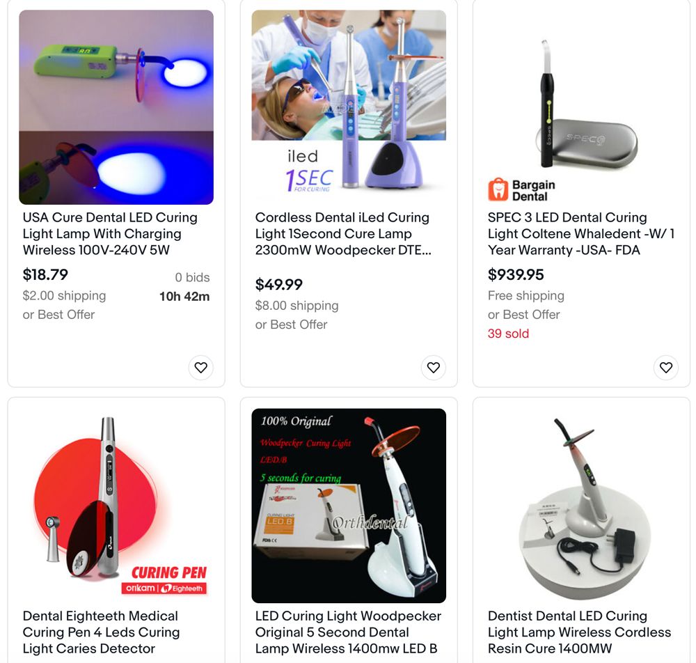 Curing lights and accessories on eBay