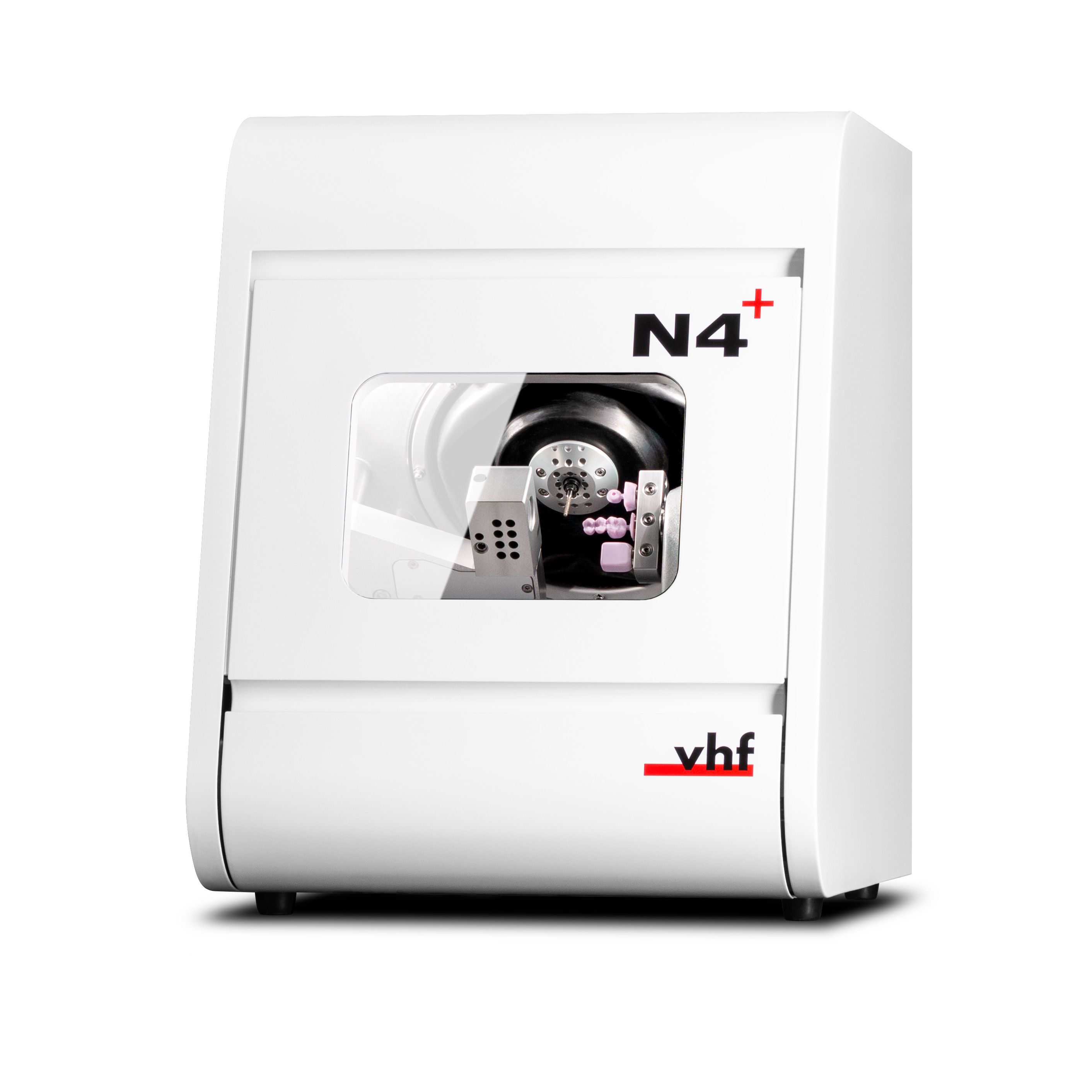 The N4+ is a wet processing machine for milling and grinding glass ceramic, composite and zirconia blocks as well as titanium abutments