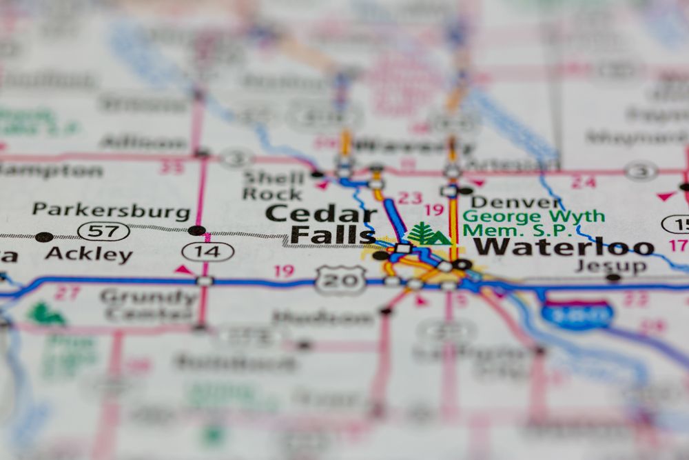 Map of Waterloo-Cedar Falls, Iowa Gary L Hider / stock.adobe.com