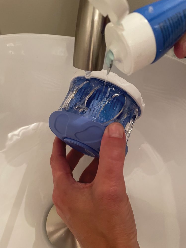 DentalFresh is applied inside the HyGenie to cleanse the appliance (Figure 4).