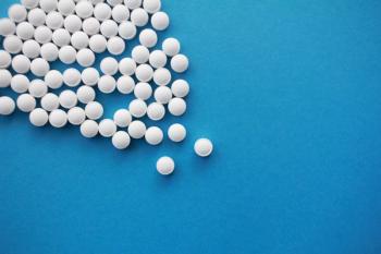 medication on blue background