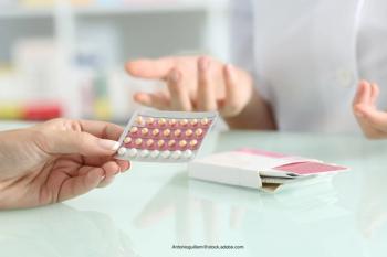 girl getting hormonal contraceptives at pharmacy