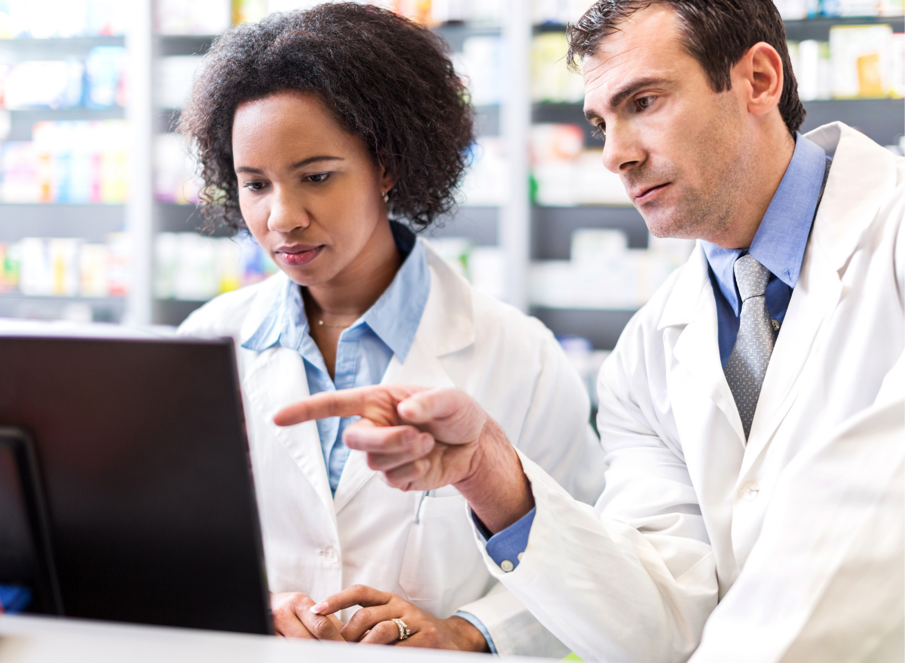 pharmacists on computer