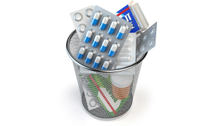 Pills in trash bin