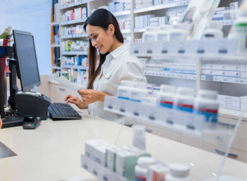 pharmacist using computer