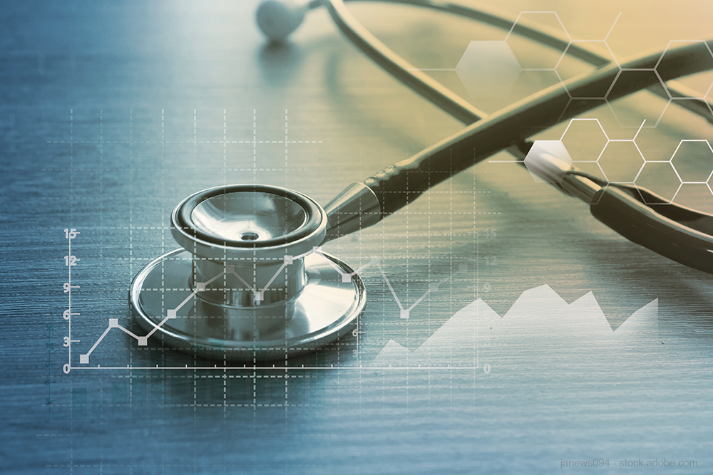chart with stethoscope background