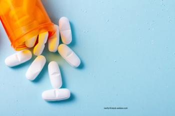 antibiotics on blue background