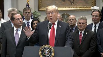 President Trump at the signing of the bill banning gag clauses. 