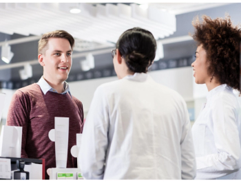 Pharmacist counseling patient