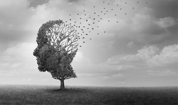 Dementia Representation Tree with Leaves Blowing Away _199878023