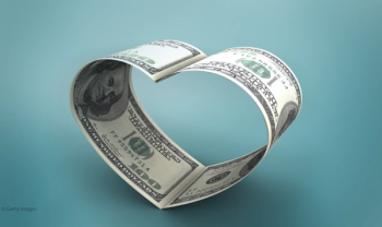 money in shape of heart