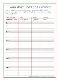 Dog food and activity log a client handout