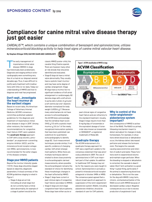 Compliance for canine mitral valve disease therapy just got easier