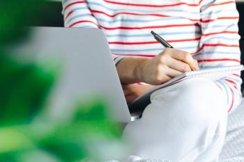 woman on computer at home